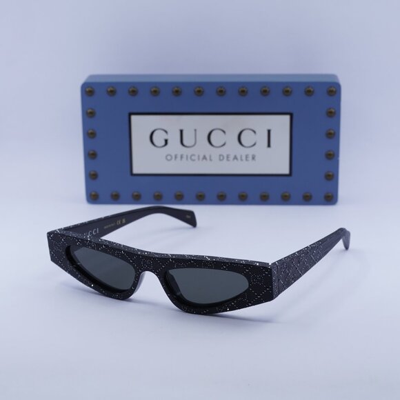 Gucci GG1779S 010 Cat Eye Sunglasses - Black with Metal Stud Detail\Grey - Picture 1 of 10